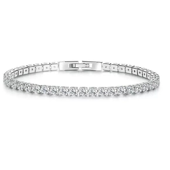 Platinum Plated Tennis Bracelet - Picture 12 of 12